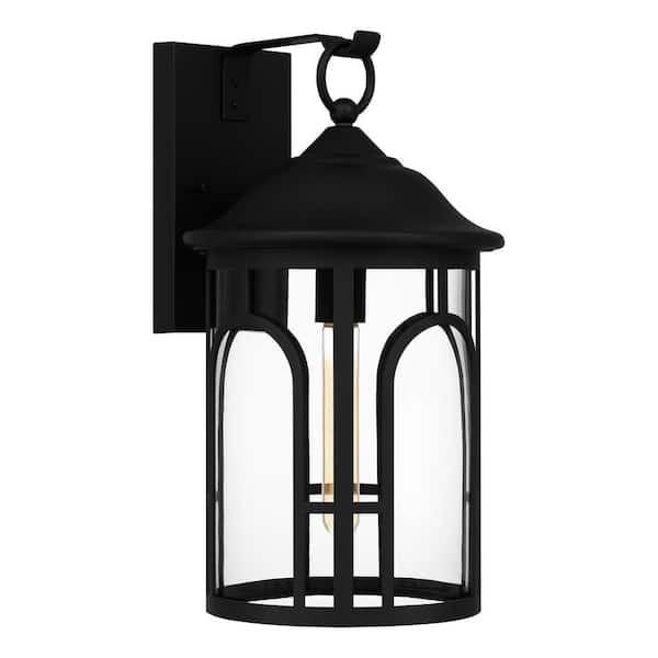 Quoizel Brampton 1-Light Matte Black Hardwired Outdoor Wall Lantern Sconce