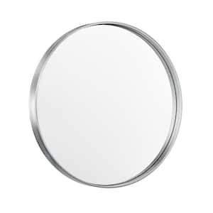 40 in. W x 40 in. H Medium Round Metal Framed Modern Wall Mounted Bathroom Vanity Mirror in Brush Nickel