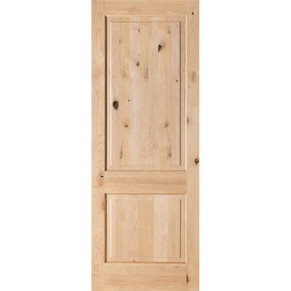 42 in. x 96 in. Rustic Knotty Alder 2-Panel Square Top Unfinished Wood Front Door Slab price history on PriceWatchPro