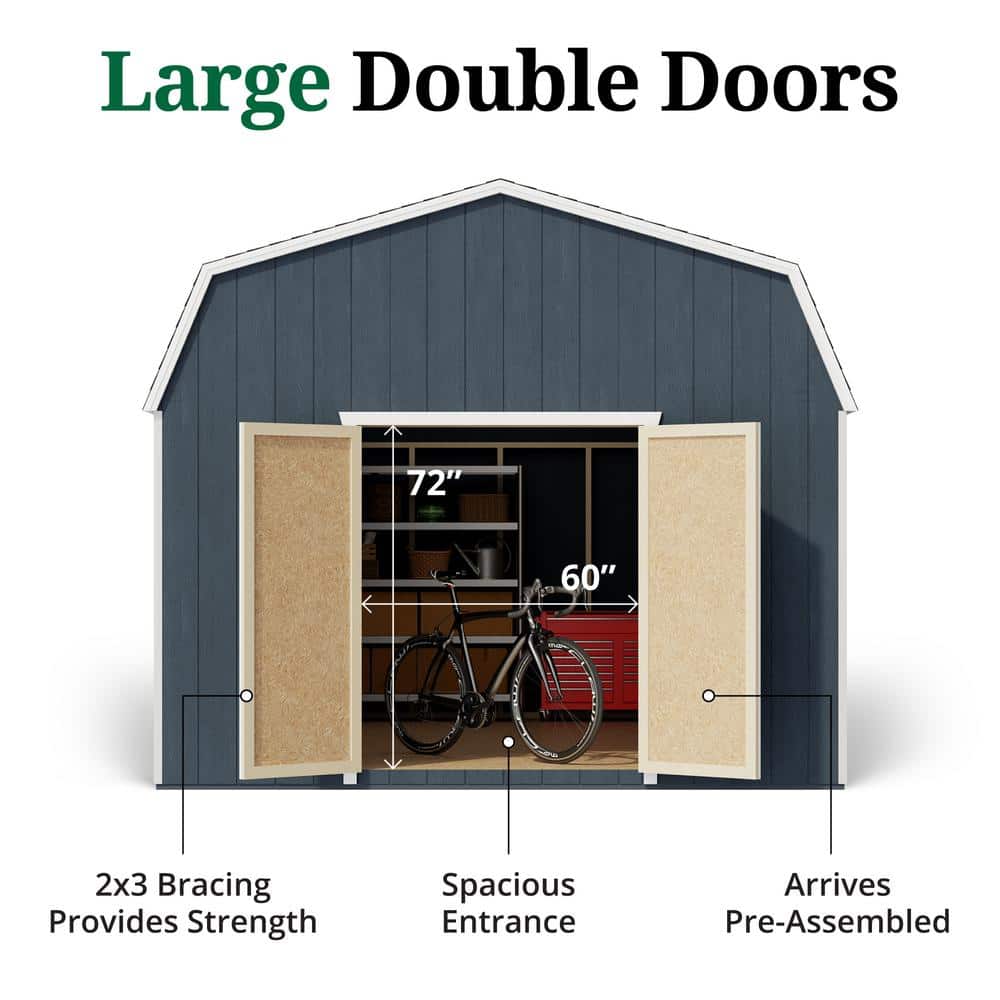 12' x 24' Blue Wood Gambrel Barn Storage Shed Kit