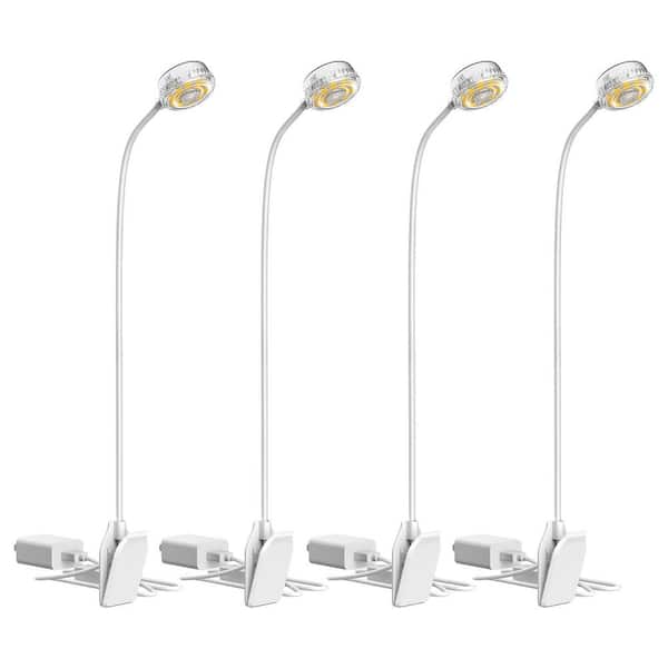 SANSI 5-Watt White Clip LED Grow Light 4000K Daylight for Indoor Plants, Full Spectrum, 4-Level Dimmable Auto On/Off, 4-Pack