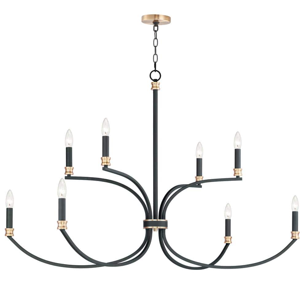 Charlton Black and Antique Brass 8-Light Chandelier