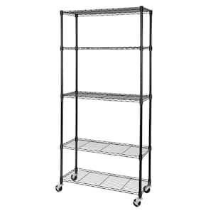 UltraDurable 5-Tier Commercial NSF certified Steel Wire Shelving System in Black (36 in. W x 14 in. D x 75 in. H)