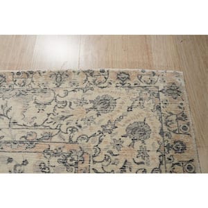 Beige 6 ft. x 9 ft. Hand-Knotted Wool Classic Wool and Viscose Kerman-Kashan-Isfahan Area Rug