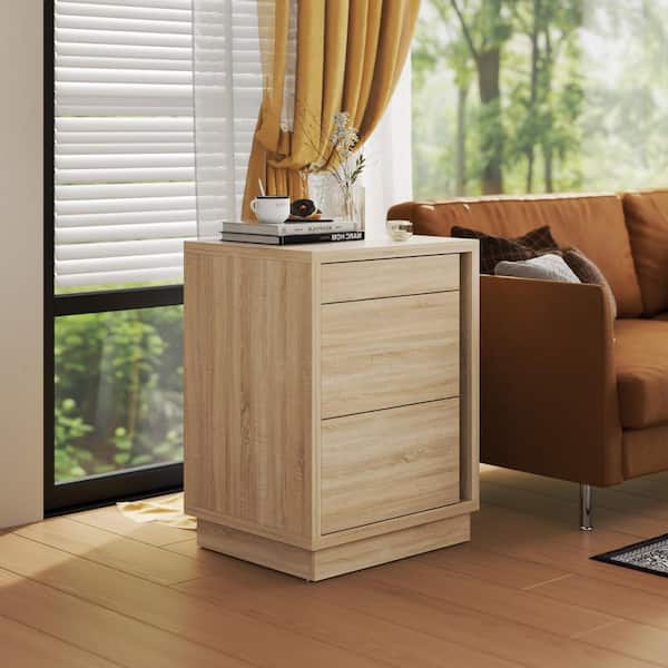 FUFU&GAGA Oak Finish 4-Drawer 23.6 in. Chest of Drawers with