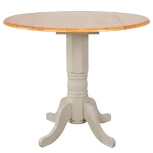 Oakley Selections 42 in. Round Antique White and Light Oak Wood Top Counter Height Dining Table with Drop Leaf (Seats 4)
