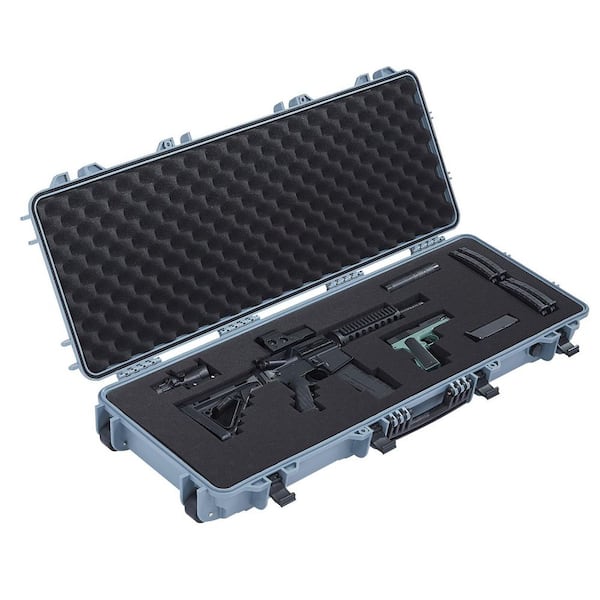 GUN GUARD ガンガード ガンケース ライフルケース フォームパッド 鍵付 SKYSHALO Hard Rifle Case, Grey, Lockable Rifle Case with Pre-cut
