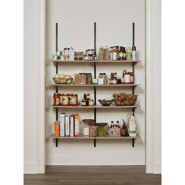 Chestnut Laminated Wood Wall Mounted Shelf 12 in. D x 48 in. L