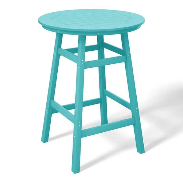 WESTIN OUTDOOR Laguna 35 in. Round HDPE Plastic All Weather Bar Height High Top Bistro Outdoor Bar Table in Turquoise