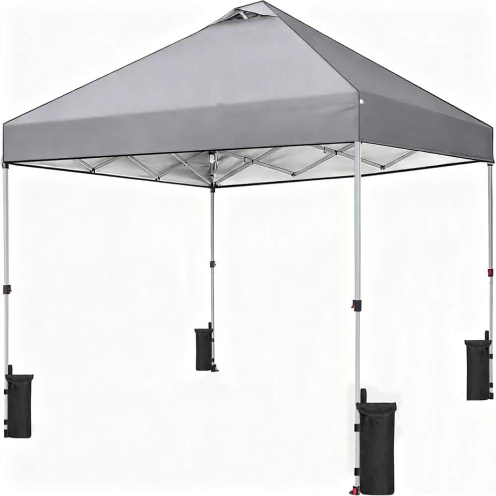 10 ft. x 10 ft. Grey Pop Up Canopy Tent Portable Heavy Duty 1-Person One Push Setup, Rolling Carry Bag Included price history on PriceWatchPro