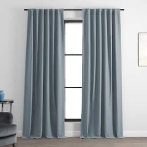 Vista Grey Bellino Textured Faux Linen Room Darkening Curtains For Bedroom (1-Panel), 50 in. W x 84 in. L