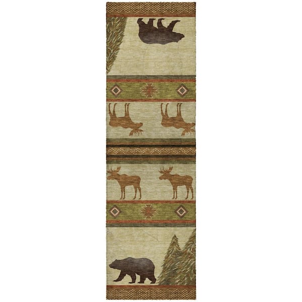 Dream Shag Premium Machine Washable Abstract ADS141 Brown 2 ft. x 7 ft. Runner Rug