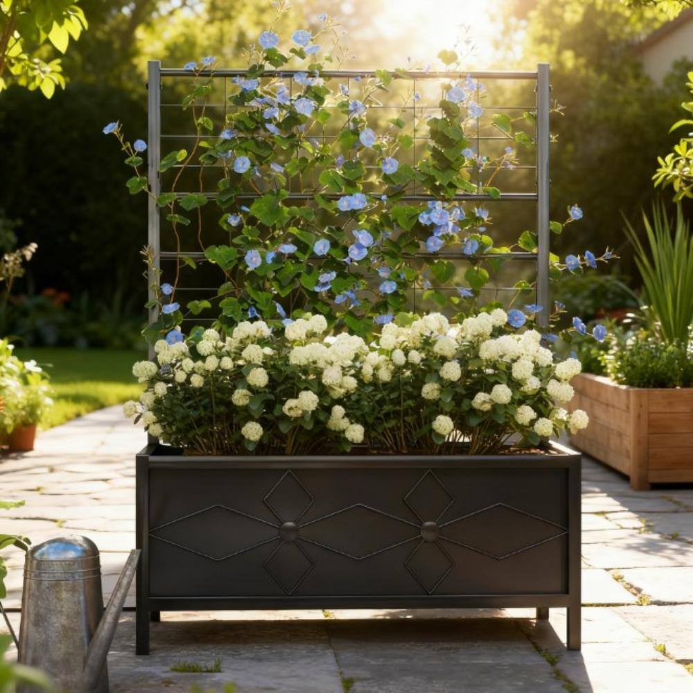 Garden Bed,Outdoor Planter Box Galvanized Raised Garden Bed,with Trellis for Climbing Vines price history on PriceWatchPro