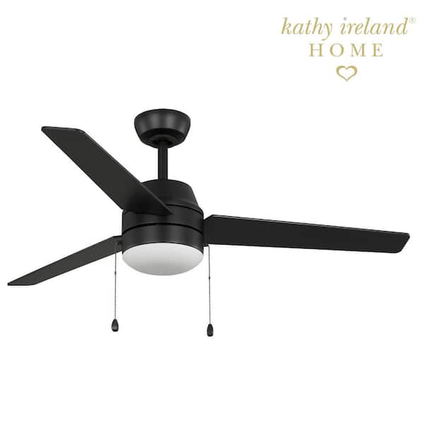 52 in. Hilda Matte Black Indoor Downrod Ceiling Fan with Pull Chains and White Adjustable LED Light