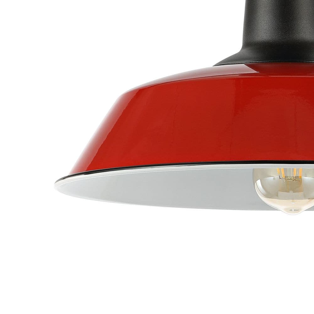 Farmhouse Inspired 14" Red and Black LED Ceiling Light