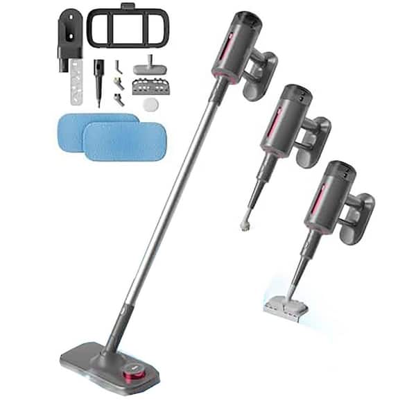 Commercial Corded Steam Mop Cleaner for Hardwood Laminate Vinyl Tile Carpet Grout in White with Detachable Tank Sprayer