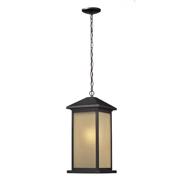 Unbranded Vienna 20.75 in. 1-Light Oil Rubbed Bronze Outdoor Hardwired Weather Resistant Pendant Light with No Bulbs Included