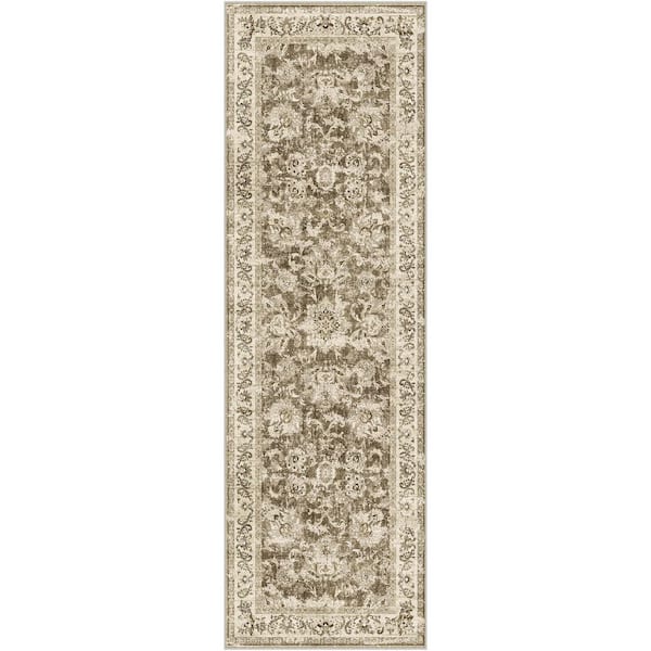 HaiiMeid Romeo Brown 2 ft. x 8 ft. Vintage Medallion Distressed Runner Rug