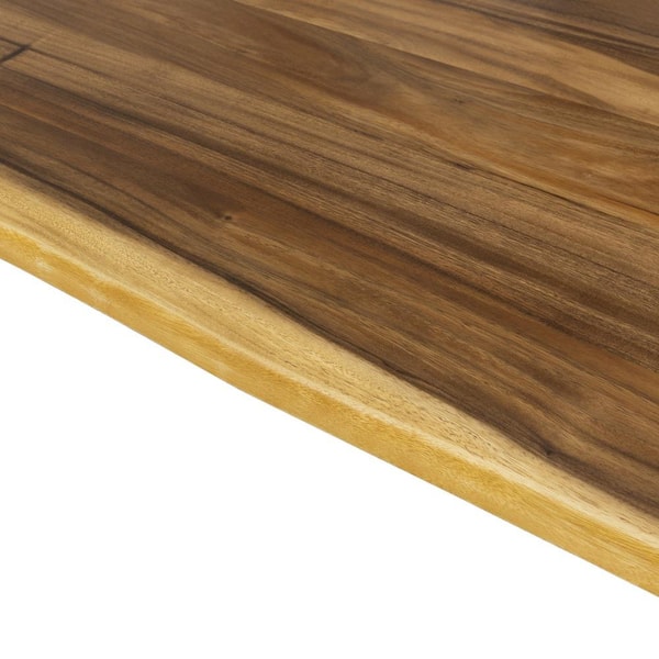 HARDWOOD REFLECTIONS 6 ft. L x 30 in. D Unfinished Saman Solid Wood Butcher Block Desktop Countertop With Live Edge