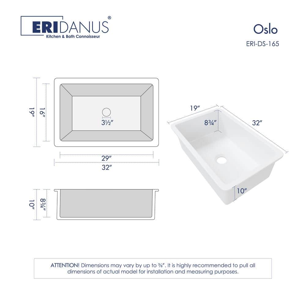 Oslo White Fireclay Single Bowl Drop-In Kitchen Sink