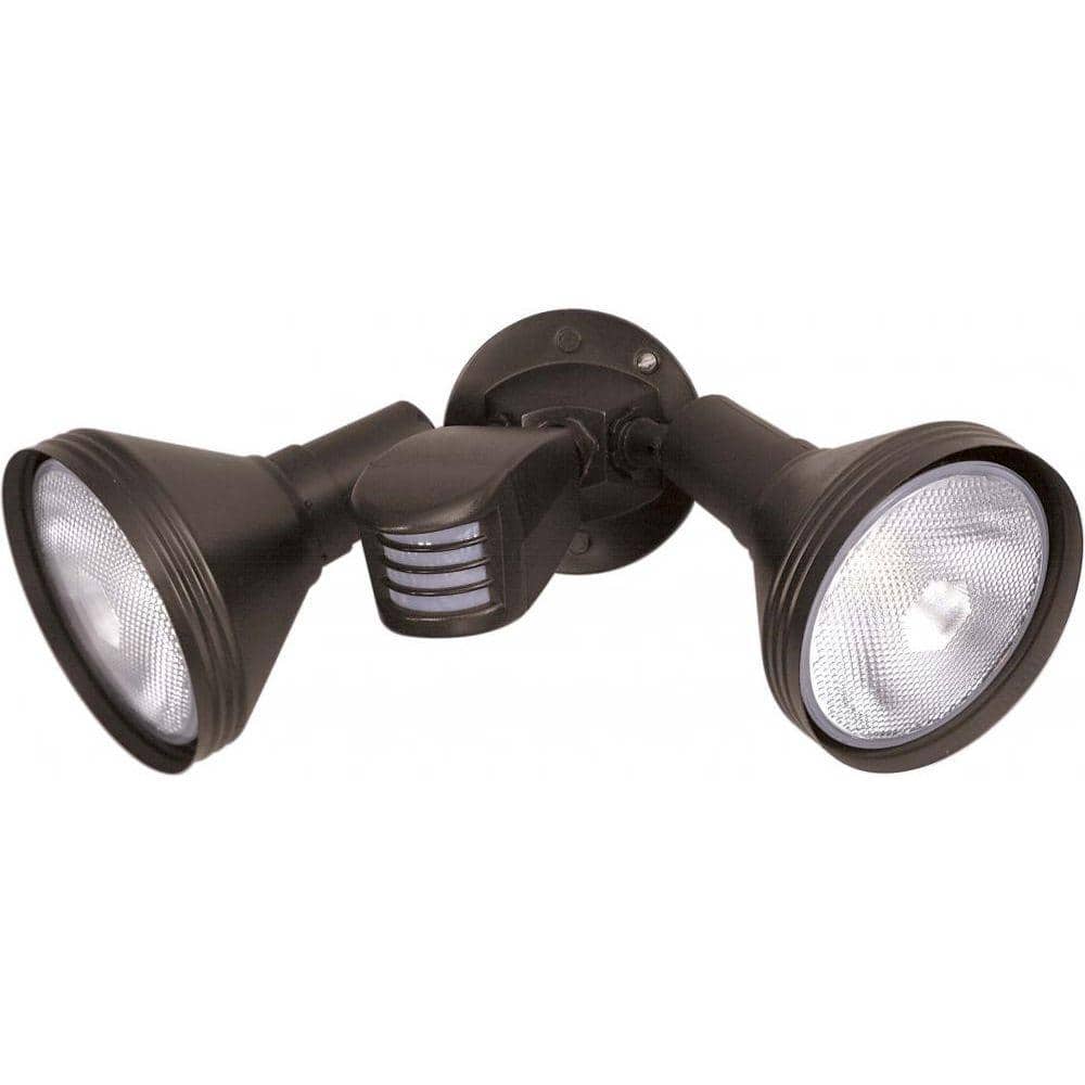 Bronze Dual Head Outdoor Security Flood Light with Motion Sensor