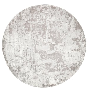 Flavia Gray 5 ft. 3 in. Round Abstract Area Rug