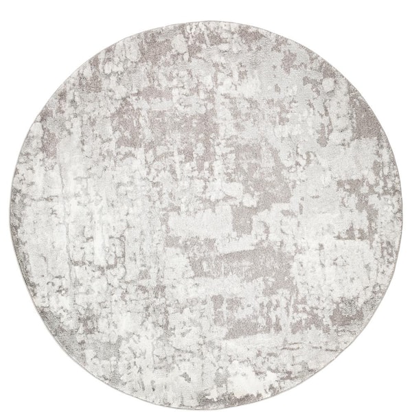 Livabliss Flavia Gray 5 ft. 3 in. Round Abstract Area Rug