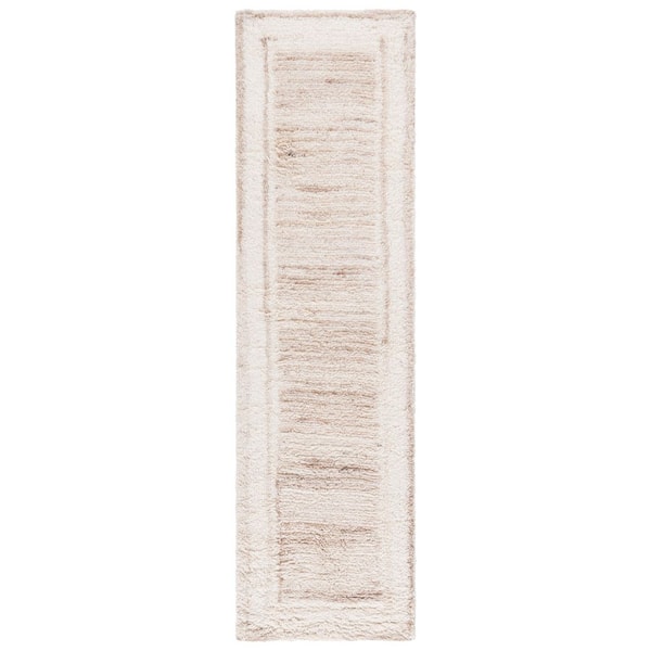 Vermont 2 ft. x 8 ft. Beige/Ivory Double Border Solid Runner Rug