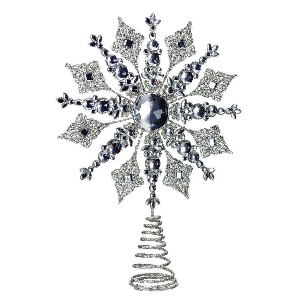 14.5 in. Glitter Metal Jewel Snowflake Tree Topper