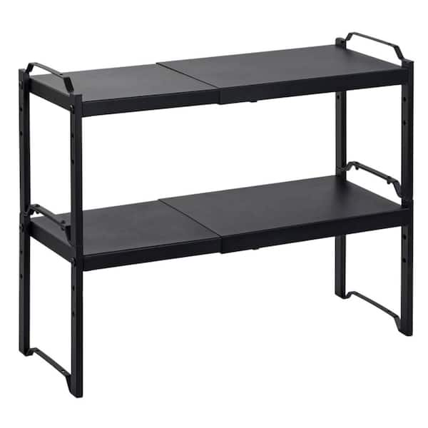 2-Shelf Black Expandable Adjustable Stackable Kitchen Cabinet Countertop Organizer Storage Rack 2 Pack