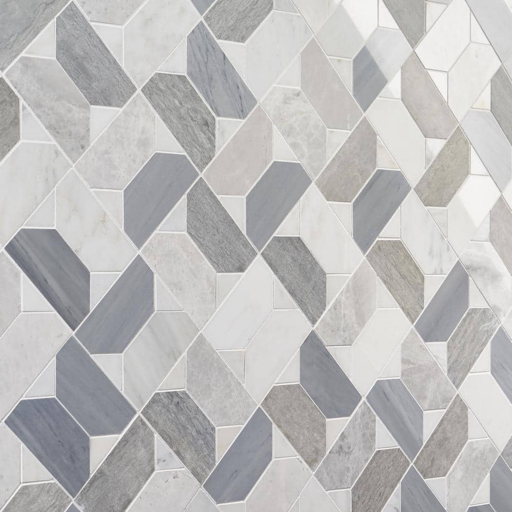 Pledge 12x12 Polished Marble Geometric Mosaic Tile