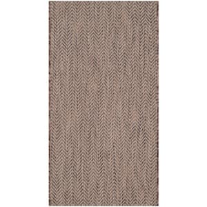 Courtyard Brown/Beige Doormat 2 ft. x 4 ft. Geometric Indoor/Outdoor Patio Area Rug