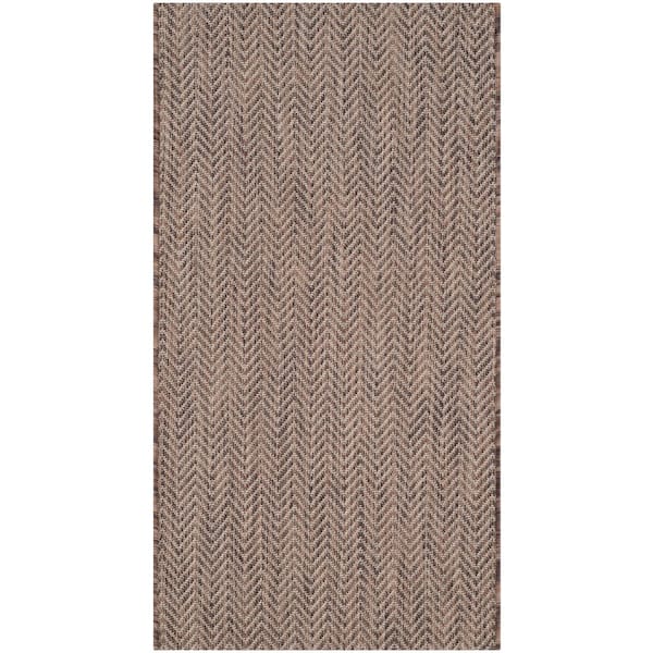 Courtyard Brown/Beige Doormat 2 ft. x 4 ft. Geometric Indoor/Outdoor Patio Area Rug