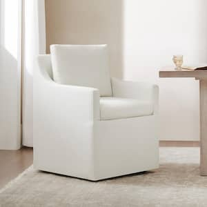 Morgana Ivory Fabric Dining Chair with Removable Casters and Cusion for Dining Room Bed Room Living Room