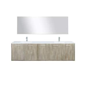 Fairbanks 80 in W x 20 in D Rustic Acacia Double Bath Vanity, White Quartz Top, Chrome Faucet Set and 70 in Mirror