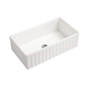 White Ceramic 33 in. Single Bowl Farmhouse Apron Kitchen Sink