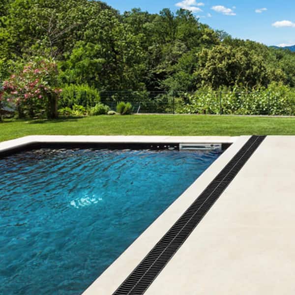 Trench Drain System 39 in. L x 5.8 in. W x 7.5 in. D Drainage Trench with Plastic Grate and End Cap Channel Drain 5 Pack