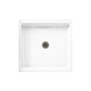 42 in. L x 42 in. W Alcove Shower Pan Base with Center Drain in Arctic Granite