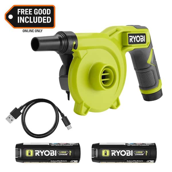 USB Lithium Cordless High Volume Inflator Kit with (2) USB Lithium 2Ah Batteries and Charging Cable