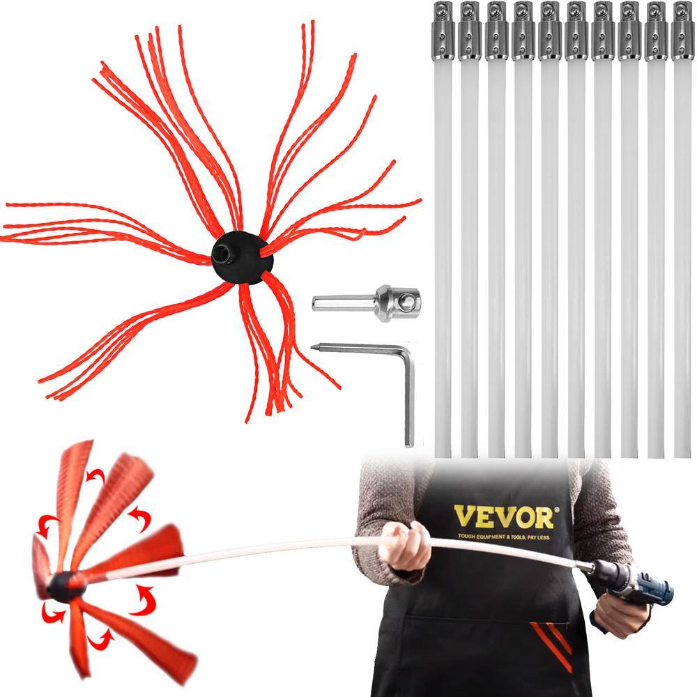 thumbnail image 2 of Flue Brush Chimney Liner Brush With Flue Cleaning Rods | Poly Chimney Brush Kit - Rockford Chimney Chimney Typhoon Power Sweeping Set 2 of 14