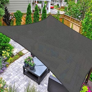 8 ft. x 12 ft. Rectangular Sun Shade Sail UV Block Canopy for Outdoor in Black