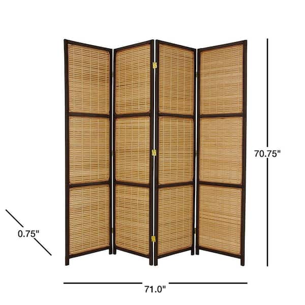 6 ft. Dark Brown 4-Panel Room Divider
