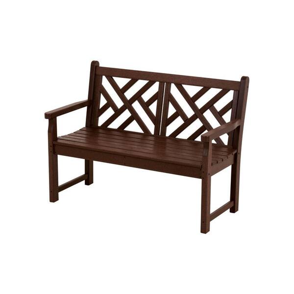 POLYWOOD Chippendale 48 in. Mahogany Patio Bench