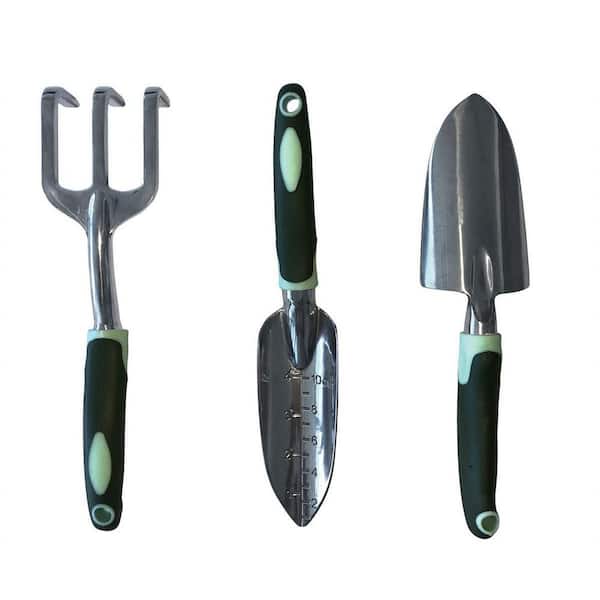 Dyiom 3-Piece Stainless Steel Garden Tool Set with Rubberized Handles
