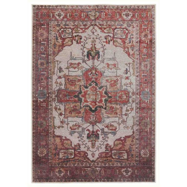 Hepburn Rust/Beige 7 ft. 10 in. x 10 ft. Medallion Indoor Area Rug