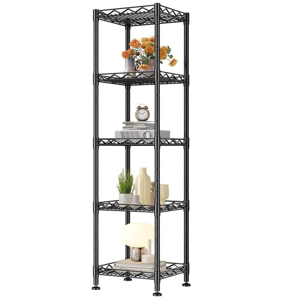 Metal Wire 5 Tier Adjustable Storage Shelving Unit in Black (12 in. W x 49 in. H x 12 in. D) price history on PriceWatchPro