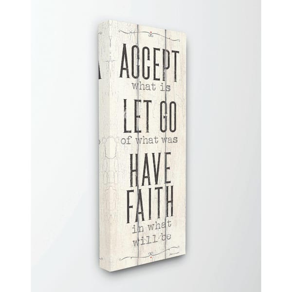 Stupell Industries 10 in. x 24 in. "Have Faith Religious Inspirational Word Wood Texture" by Stephanie Workman Marrott Canvas Wall Art