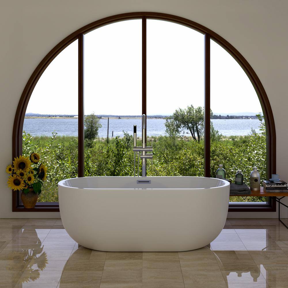 Penney 61'' White Freestanding Acrylic Soaking Bathtub