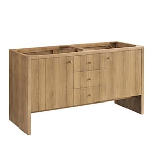 Hudson 59.9 in. W x 23.0 in. D x 33.0 in. H Double Bath Vanity Cabinet without Top in Light Natural Oak