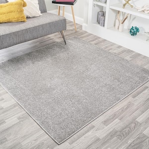 Haze Solid Low-Pile Light Gray 6' Square Area Rug